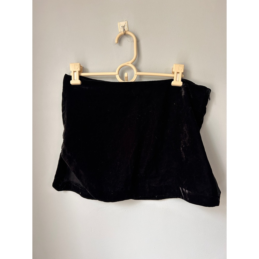 Free People Black Velvet Mini Skirt Side Slit Size 6 OB1585598